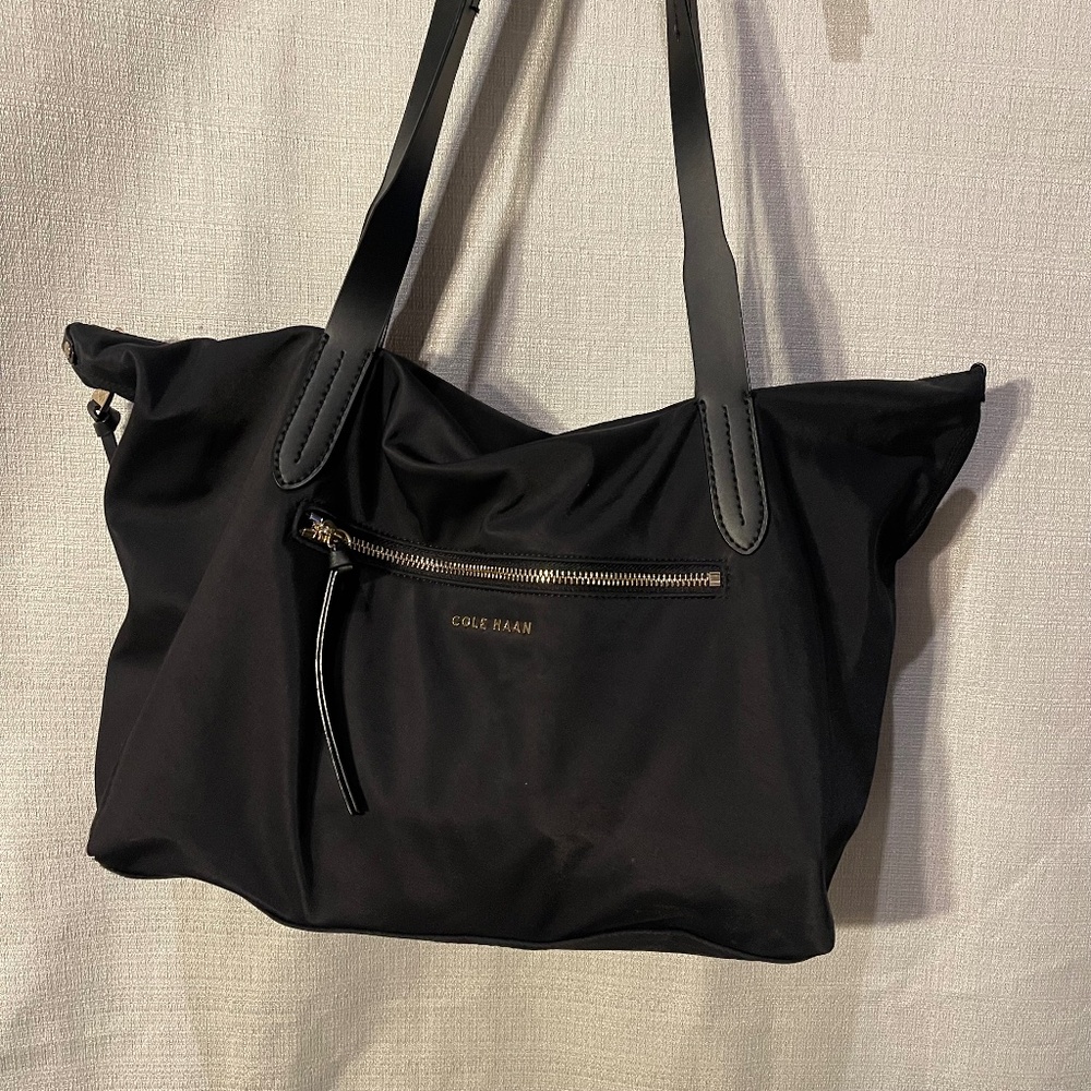 Cole Haan Black Purse with gold zippers
